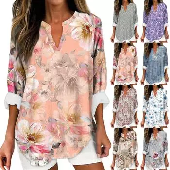 Женские модные повседневные женские топы из конопли с заниженными плечами и длинным рукавом с v-образным вырезом и принтом XXXL хаки