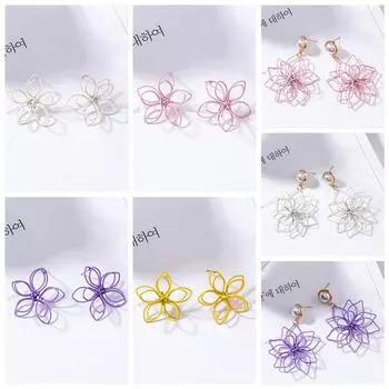 Женские модные простые плетеные серьги в форме цветка, украшения из сплава White; Short