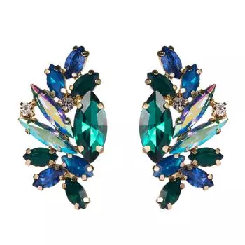 Женские модные простые серьги с перьями и серьги с синими бриллиантами белый