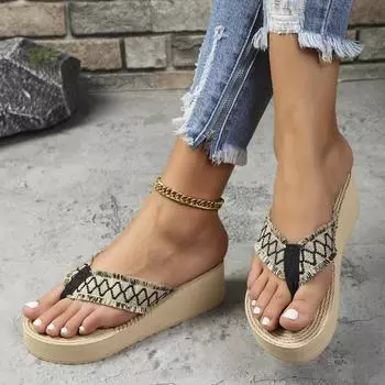 Женские модные противоскользящие шлепанцы на высоком каблуке с мягкой подошвой 37