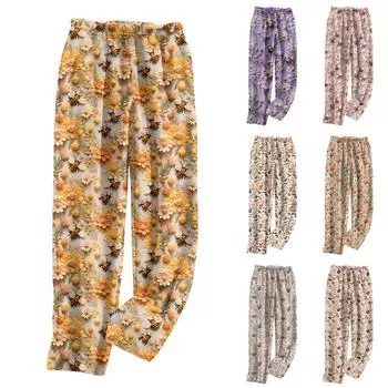 Женские модные прямые брюки со стереоскопическим милым принтом, повседневные плюшевые брюки L