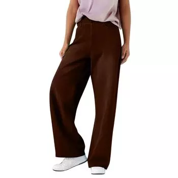 Женские модные прямые повседневные винтажные драпированные эластичные джинсовые спортивные брюки L коричневый