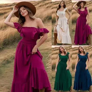 Женские модные ретро платья с одним вырезом без бретелек, тонкие, с оборками, однотонные платья L