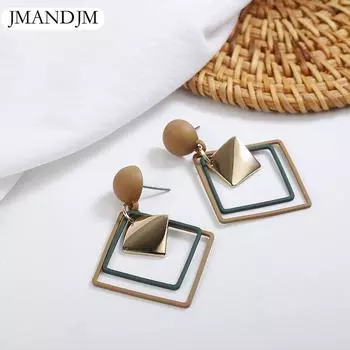 Женские модные ромбические классические геометрические персонализированные серьги-подвески, ювелирные изделия зелёный