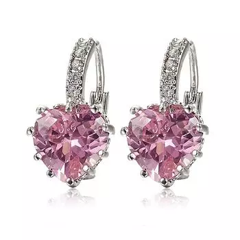 Женские модные роскошные элегантные розовые очаровательные серьги-кольца с сердечком и сердечком на плече розовый