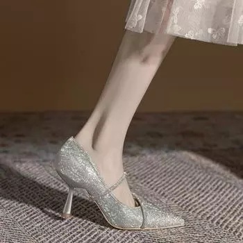 Женские модные роскошные туфли-лодочки со стразами, женские новые весенние туфли на высоком каблуке, сексуальные туфли-лодочки с острым носком, элегантные туфли для вечеринок и свадеб 34