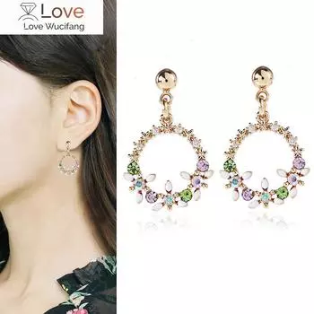 Женские модные роскошные висячие серьги-клипсы без проколов, высококачественные кубические циркониевые геометрические круглые серьги-клипсы