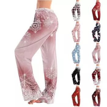 Женские модные рождественские принтованные брюки плюшевые повседневные брюки L