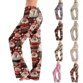 Женские модные рождественские принтованные брюки плюшевые повседневные брюки XXL коричневый