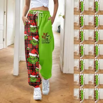 Женские модные рождественские свободные однотонные повседневные спортивные брюки с завязками на талии M киноварь