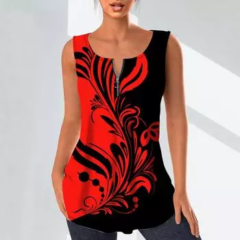 Женские модные рубашки с v-образным вырезом, повседневные топы, футболка, женский жилет с 3D-принтом из перьев, блузка без рукавов больших размеров, топы на бретелях 7XL синий