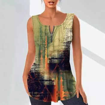 Женские модные рубашки с v-образным вырезом, повседневные топы, футболка, женский жилет с 3D-граффити на кресте, блузка без рукавов больших размеров, топы на бретелях XS жёлтый