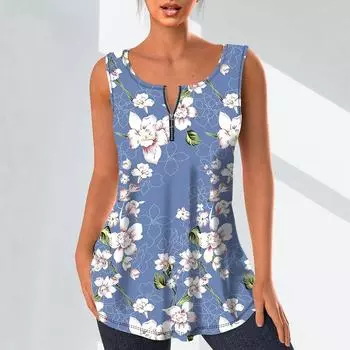 Женские модные рубашки с v-образным вырезом, повседневные топы, футболка, женский жилет с 3D милым цветочным принтом, блузка без рукавов больших размеров, топы на бретелях S красный