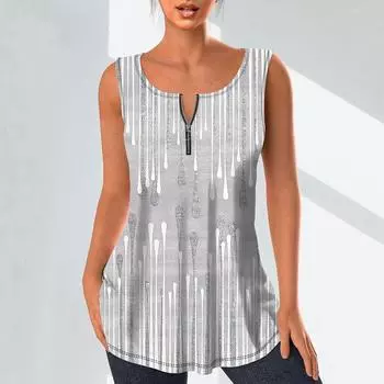 Женские модные рубашки с v-образным вырезом, повседневные топы, футболка, женский жилет с 3D золотым узором, блузка без рукавов больших размеров, топы на бретелях S красный