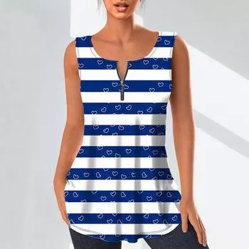 Женские модные рубашки с v-образным вырезом, повседневные топы, футболка, женский жилет с 3D полосатым принтом, блузка без рукавов больших размеров, топы на бретелях S красный