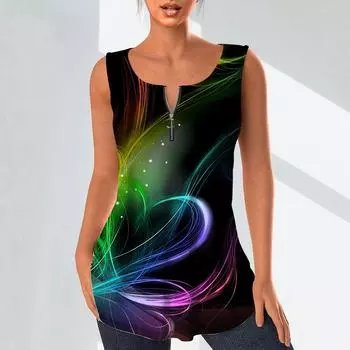 Женские модные рубашки с v-образным вырезом, повседневные топы, футболка, женский жилет с 3D принтом «Любовь», блузка без рукавов больших размеров, топы на бретелях XS синий