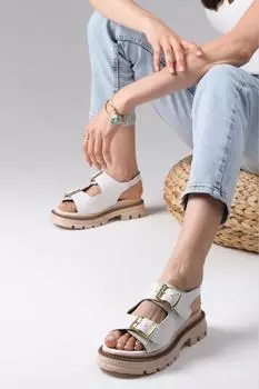 Женские модные сандалии Blake белого цвета с двойной пряжкой, туфли