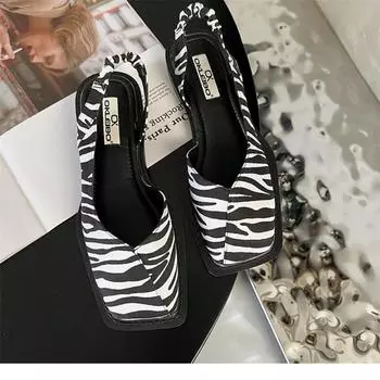 Женские модные сандалии из искусственной кожи на плоской подошве с квадратным носком и пряжкой, тапочки 40 зебра печати
