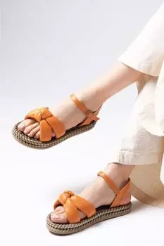 Женские модные сандалии Marcia оранжевого цвета на веревочной подошве, обувь
