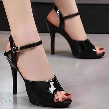 Женские модные сандалии на высоком каблуке, новые повседневные, на каждый день, 11 см, высокое качество, новые для молодежи, большой размер 34 чёрный