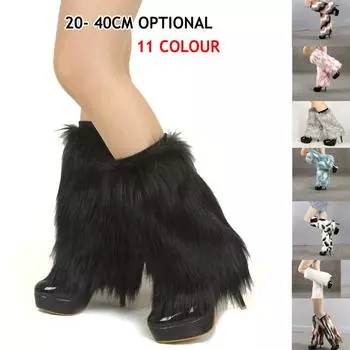 Женские модные сапоги с манжетами, пушистые, мягкие, меховые, гетры из искусственного меха, ботворезы 20-40 см 20CM белый