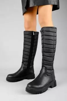 Женские модные сапоги Sofia с деталями из парашютной ткани - черный