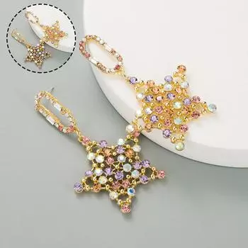 Женские модные серьги-гвоздики с бахромой, инкрустированные стразами и звездами, серьги-гвоздики из стерлингового серебра 7.5*4.5cm белый