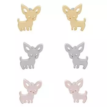 Женские модные серьги-гвоздики в стиле чихуахуа, милые собачьи серьги-гвоздики для пирсинга, ювелирные изделия в подарок серебряный