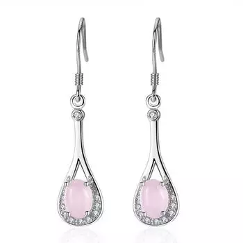 Женские модные серьги из серебра 925 пробы, женские ювелирные изделия, новая мода, серьги с розовыми кристаллами и каплями воды, серьги принцессы для девочек, праздничный подарок