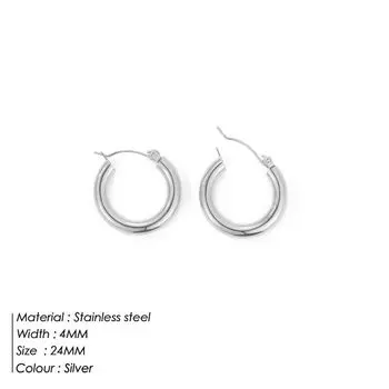 Женские модные серьги-пусеты из нержавеющей стали 24mm steel color