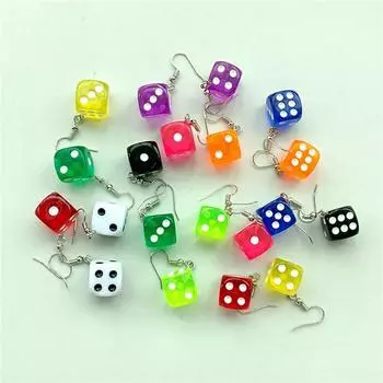 Женские модные серьги в виде игральных костей, забавные преувеличенные красочные серьги в виде игральных костей зелёный