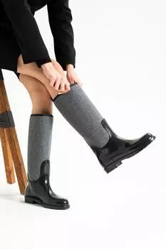 Женские модные серые резиновые сапоги с тиснением для женщин