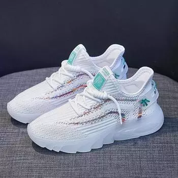Женские модные сетчатые кроссовки, дышащие, удобные, теннисные туфли, дизайнерские кроссовки для бега 35 белый