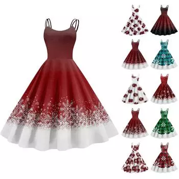 Женские модные сексуальные без бретелек готические коктейльные рождественские графические принтованные винтажные длинные платья XL