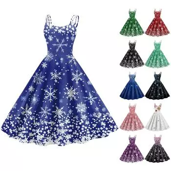 Женские модные сексуальные без бретелек готические коктейльные рождественские графические принтованные винтажные длинные платья XL чёрный