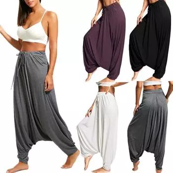 Женские модные шаровары с заниженной подошвой и шнурком XXXL чёрный