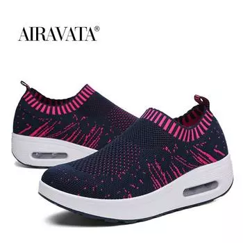 Женские модные слипоны на танкетке, дышащие кроссовки для похудения, прогулочные кроссовки 36 чёрный