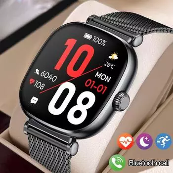Женские модные смарт-часы с уникальным дизайном, новинка 2025 года, фитнес-трекер, экран 1,7 дюйма, AMOLED, BT Call, водонепроницаемые часы