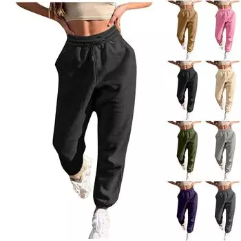 Женские модные спортивные однотонные повседневные спортивные штаны с карманами и шнурком L