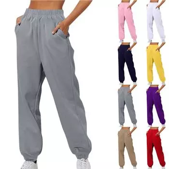 Женские модные спортивные однотонные повседневные спортивные штаны с карманами и брюками XL серый
