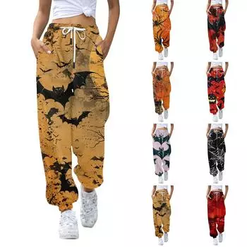 Женские модные спортивные повседневные спортивные штаны с карманами и шнурком с принтом S