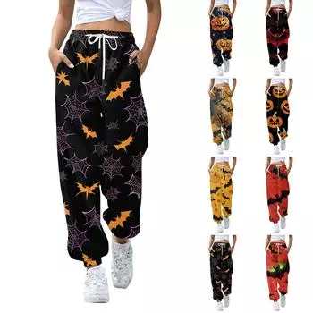 Женские модные спортивные повседневные спортивные штаны с карманами и шнурком с принтом XL