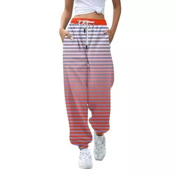 Женские модные спортивные повседневные спортивные штаны с карманами на шнурке и в тон XXXL красный