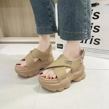 Женские модные спортивные сандалии на платформе и высоком каблуке 34