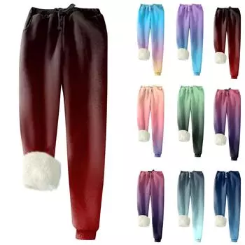 Женские модные спортивные свободные утолщенные теплые брюки из плотного флиса с принтом XXL