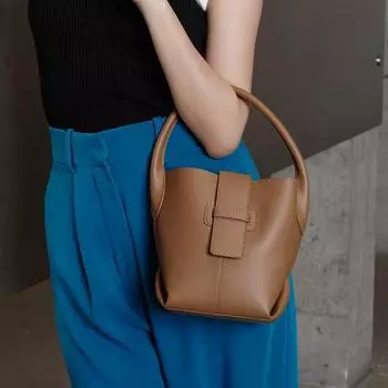 Женские модные сумки через плечо большой вместимости - сумки-ведра Niche Design High-end для ранней осени белый/абрикосовый