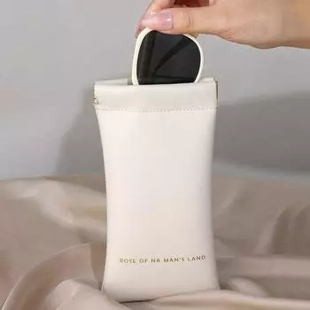 Женские модные сумки для очков, однотонные мягкие сумки из искусственной кожи для хранения солнцезащитных очков, универсальный органайзер для очков молочный белый