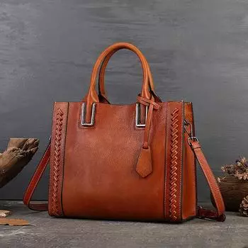 Женские модные сумки на плечо из натуральной кожи, большая вместительная сумка через плечо для дам, винтажные дизайнерские сумки 30.5*26*12cm кофейный