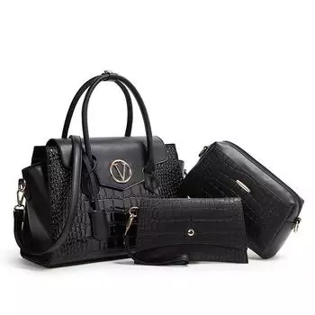 Женские модные сумки Сумки через плечо Диагональные сумки Трендовые универсальные сумки с текстурой крокодиловой кожи 32cm*14cm*23cm чёрный