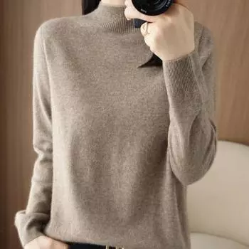 Женские модные свитера, повседневные, однотонные, с принтом, осень-зима, с длинными рукавами, полуводолазки, свитера S